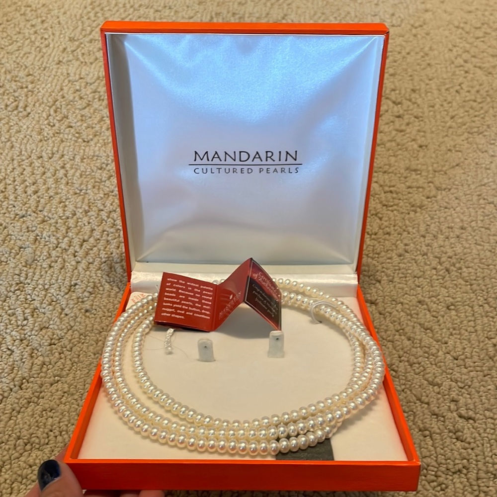 Long White Pearl Necklace